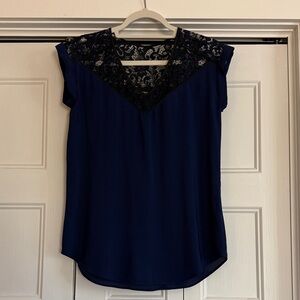 Express Navy Blue Lace Blouse